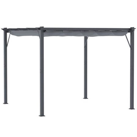 Rootz Pergola - Pergola liukukatolla - Alumiini - Polyesteri - Puutarha - Terassi - Parveke - Hiilenharmaa - Tummanharmaa - 300 x 300 x 223 cm