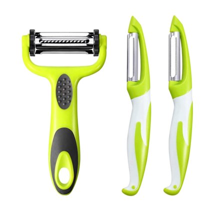 Kartoffelskræller, grøntsagsskræller, køkkenskræller, 3-i-1, PP-plast rustfrit stålskræller, ergonomisk skridsikkert håndtag og skarp klinge, holdbar