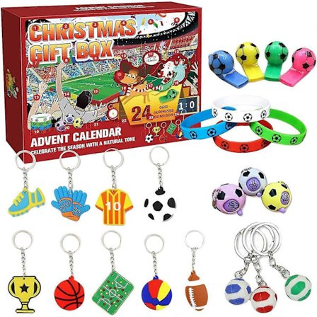 Julekalender til børn, 24 rum Jule Nedtælling Børn Fodbold Legetøjssæt, Julekalender 2025 til drenge Julegaver