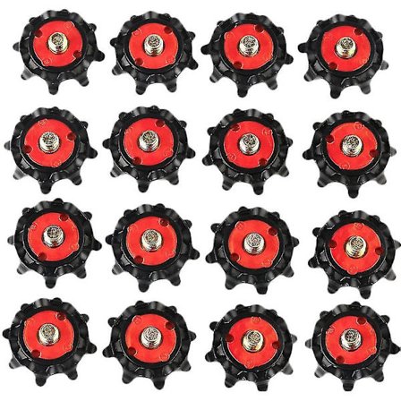 16 stk. utendørs golfsko pigger skru trening deler myk gummi for golfsko (rød/svart)