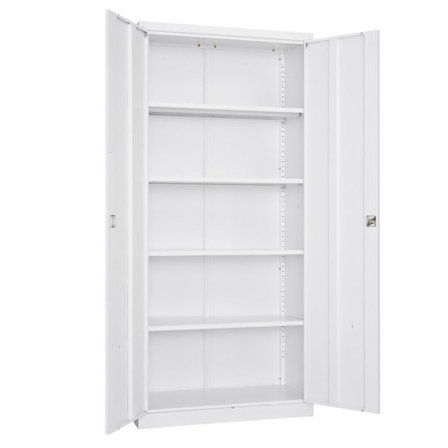 Metal Skab-Duoku-175 cm 5 Niveauer-Låsbart Stål Opbevaringsmøbel-4 Justerbare Hylder-Hvid