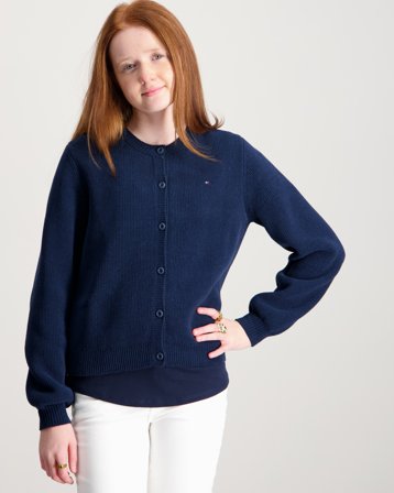 Tommy Hilfiger CHENILLE CARDIGAN Blå Tröjor Tjej - Kids Brand Store