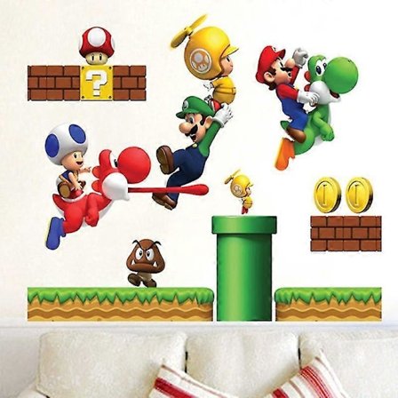 3D Veggklistremerke Super Bros Veggmaleri Avtakbart Vinyl Klistremerker Barneromsdekor Kunst Barnehagedekor Hjem Barnerom Dekor