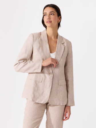 MATCH - Meghan linblazer - Marie Philippe - Str. 46 - Dame - Blazere - Grå - 100& Lin