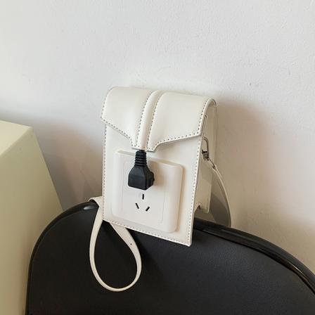 Vattentät Pu Crossbody-väska Personlighet Simulering Switch Socket Damväskor Vit white
