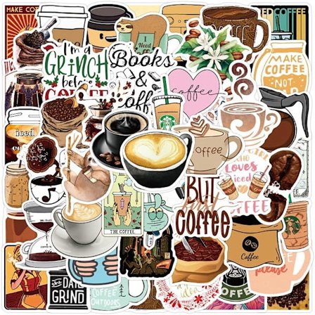 /EA/ Kaffe Klistermärken 50 st Kaffe Presenter Kaffe Festgåvor Kaffe Tillbehör Vattentät för L