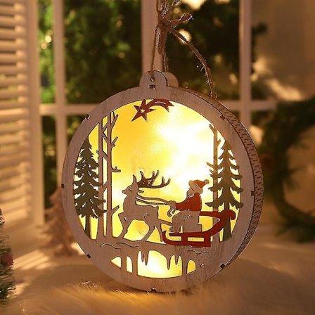 Julmodell liten röd nät nattlampa Rum dekorationsmodell LED batteri koppartråd trä chand