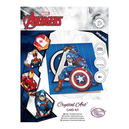 Crystal Art diamantkort - Captain America - 18 x 18 cm