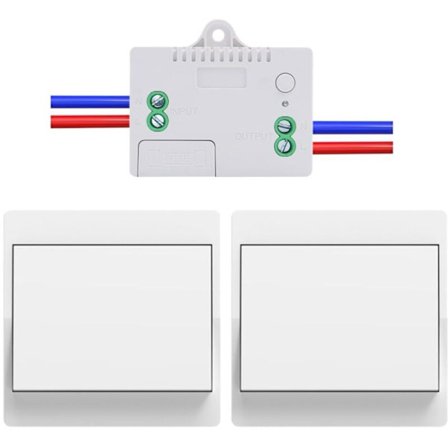 EU Trådløs Kontakt Uden Batterier Sæt med 2 Selvforsynende Trådløse Kontakter To-Vejs - Fjernbetjent Kontakt til Hjemmet