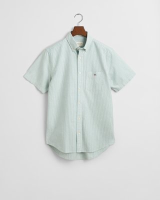 GANT - Regular fit klassisk stripet oxford kortermet skjorte til herre deep green