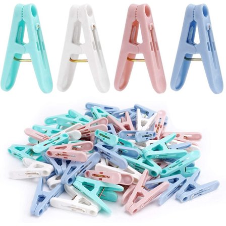 Klesklyper i plast, 50-pakning Fargerike sokkeklyper, Vaskeri