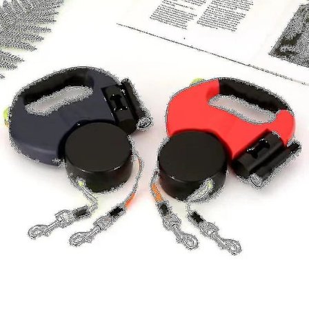 Tilbagetrækkelig Dobbelt Hundeline med To 3-meter Snore 360 Dobbelt Tangle-Free Hundeline til Gåture -subaoe-Excellence