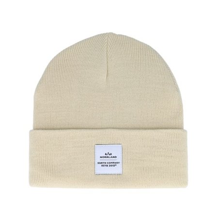 SQRTN - Beige cuff Beanie - Wood Patch Beanie Sand Cuff @ Hatstore