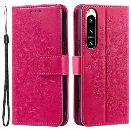 SKALO Sony Xperia 5 IV 5G Mandala Plånboksfodral - Cerise