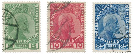 Liechtenstein 1912 - MICHEL 1-3y - Stemplet