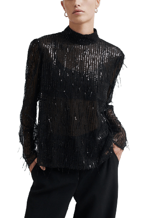 Second Female Tassel Blouse Blusar Dam Svart XS