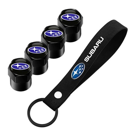 Mokkanahkainen auton avaimenperä ja rengasventtiilin hatut autotarvikkeet Subaru Impreza Legacy WRX STI BRZ Forester Ascent Levorg XV WRC -malleille