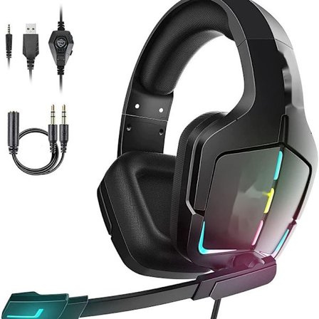 Gaming Headset, Cool LED-lys Hovedtelefoner med Mikrofonlys, PC