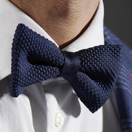 Laço em Malha Azul Marinho para homens - Laços pré-atados