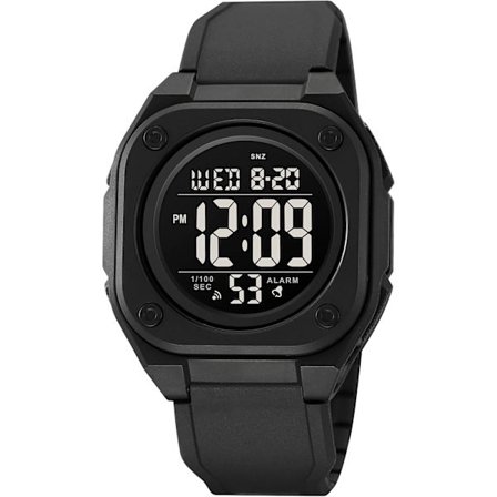 Multifunksjonell firkantet digital klokke for menn LED Chronograph klokke med dobbel tid nedtelling utendørs sport armbåndsur 5Bar vanntett