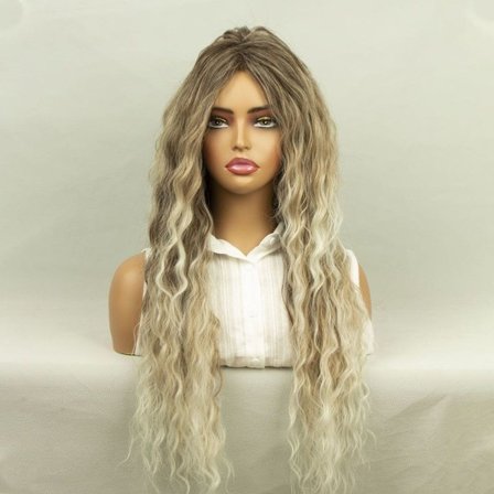 Lang krøllete parykk for daglig bruk