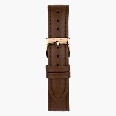 Lederarmband Braun - Roségold - 36mm