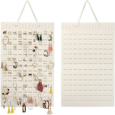 Väggmonterat smyckesställ Örhängeshållare Örhängesställ Örhängesförvaring kompatibel med Broscher, Halsband, Ringar, Rymmer upp till 300 par (Benvit)