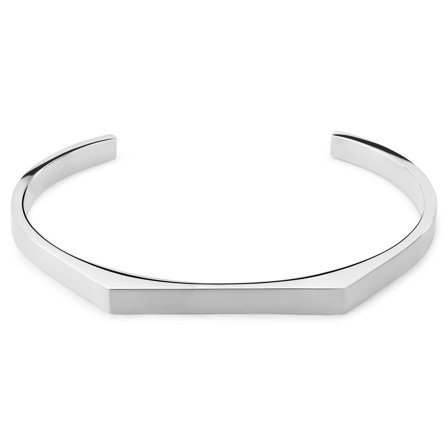 Brazalete angular ajustable de acero inoxidable en tono plateado mate de 5 mm para hombres - Brazaletes