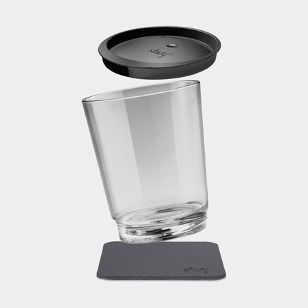 Magnetic plastic tumbler Silwy Magnetic Drinking Cup Triple The Classic, transparent, 25 cl + magnetic coaster + spill-proof lid