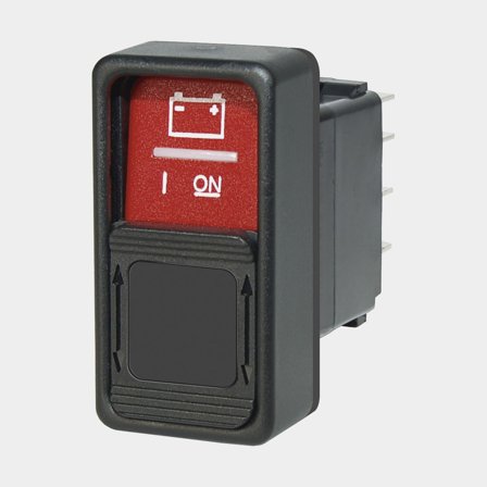 Samovratný přepínač Blue Sea Systems SPDT Remote Control Contura Switch, směr, 1pólový, (Zap)-Vyp-(Zap), černý