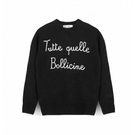 MC2 Saint Barth, Round-neck Knitwear Czarny, Kobieta, Rozmiar: XS