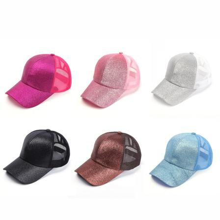 6 Stykker Baseballcaps til Gutter og Jenter, Barn Glitter Hestehale Caps