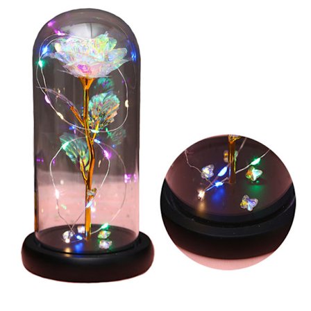 Rose Gaver Kvinder, Evige Falske Roser Bryllupsdag Valentinsdag Gave til Hendes Nan Fødselsdag Evigvarende Kunstige Forever Galaxy Blomsterlys