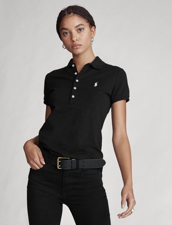 Polo Ralph Lauren Slim Fit Stretch Polo Shirt - Black - S