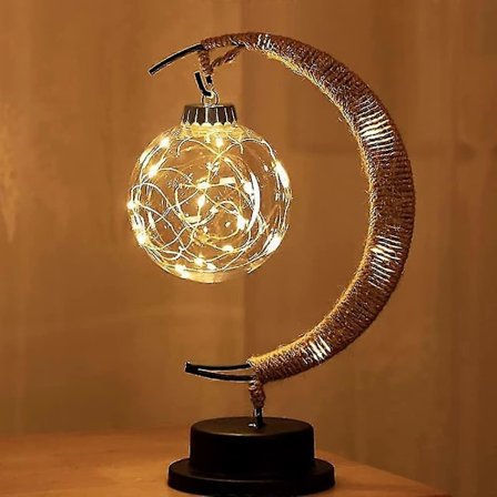 Fortryllende månelampe, LED månelampe nattelys galakselampe, magisk måneformet lampe, halvmånelys, Ramadan-lampe hængende månelampe dekoration