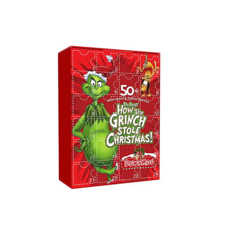 Juladventskalender 2023 Presenter Blind Box Innehåller 24 Mini Grinch Figurer Docka Xmas Nedräkning med överraskning Leksaker Set för barn