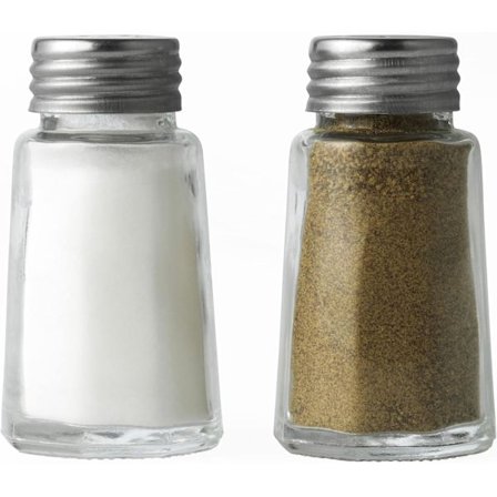 Salt & Pepper Shakers - Sæt med 2, Mini Classic Krydderimøller, BPA-fri glas, rustfrit stål skruelåg, køkken, kapacitet: 30g salt/30g peber