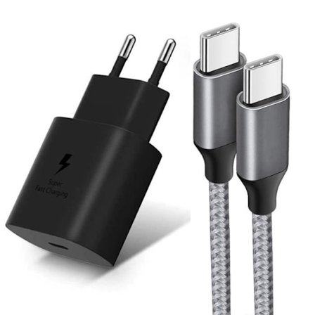 USB-C-laddare 25W - e.f.connection - Nylonkabel 1M - Kompatibel med Xiaomi 15, 15t, 14, 13 Ultra, 13 Pro, 12, 11T