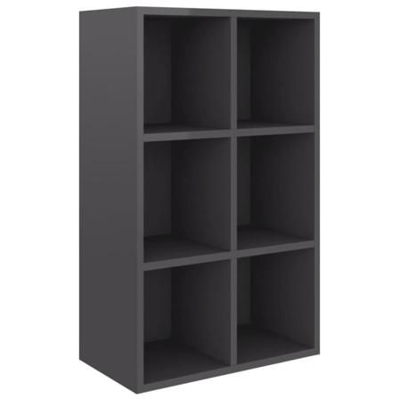 Vidaxl Bokhylla/skänk Grå Högglans 66x30x97,8 Cm Konstruerat Trä Grå