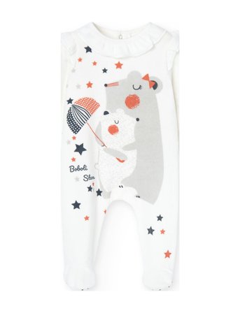 Boboli Velour Play Suit For Baby Girl -Bci - White - 50