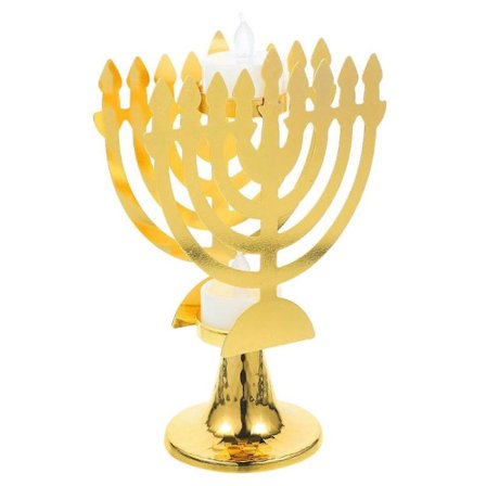 LED Elektrisk Chanukkaljusstake Dekorativ LED-lampa Flamlös Ljus_Supergåva Gyllene