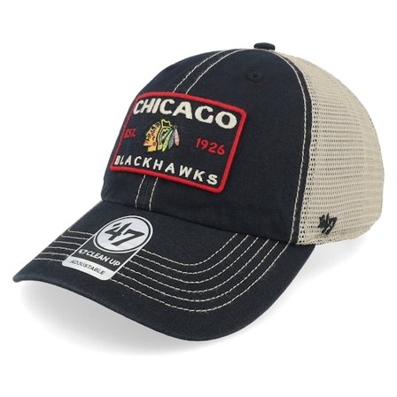 47 Brand - NHL Svart trucker Caps - Chicago Blackhawks NHL 47 Clean Up Vintage Black Trucker @ Hatstore