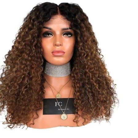 TG Kvinde Paryk Sort Brun Mellem Langt Let Krøllet Hår Langt Hår Hætte W270