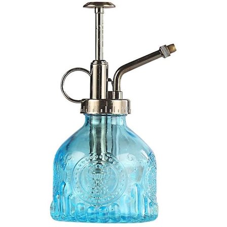 Glassplante Sprayflaske, 6,5" Høy Vintage Vannkanne Med Topppumpe, lekkasjesikker Høy Atomiseringsdyse For Blomsterhageplanter - Blå
