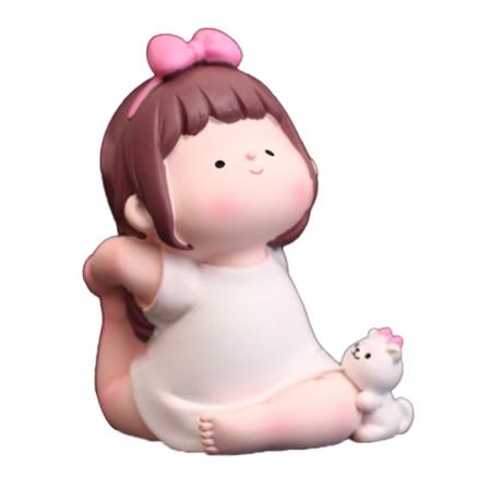 Yoga-pigefigur Cartoon Elskelig Sød Fashionabel Dekoration Yoga Pose Pige Ornament til Bil Type A