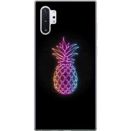 Kompatibel Mobilcover til Samsung Samsung Galaxy Note10+ Neon illustration af ananas i farverigt lys mod sort baggrund