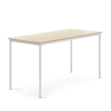 Tisch SONITUS, 1800x800x900 mm, Hochdrucklaminat Birke, weiß