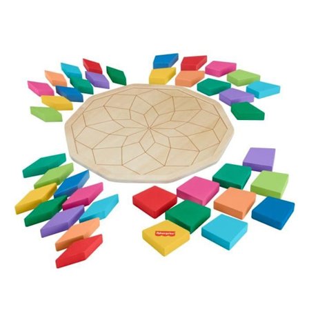 Fisher-Price-Wooden Mandala Pussel-40 delar geometriskt mönster pussel HXT94