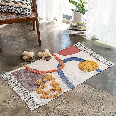 Bomullsmakramé Broderad Dörrmatta Badrumsmatta Matta