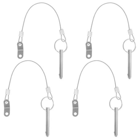 Sæt med 4 hurtigstik, øverste stiftdiameter 6mm, total længde 32mm, med rustfri stålkabler